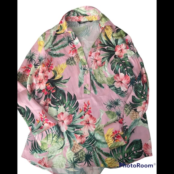 Zara Tops Zara Floral Satin Shirt Poshmark